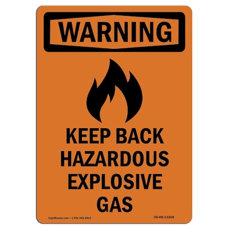 Signmission Safety Sign, OSHA WARNING, 24" Height, Aluminum, Keep Back Hazardous, Portrait OS-WS-A-1824-V-13268